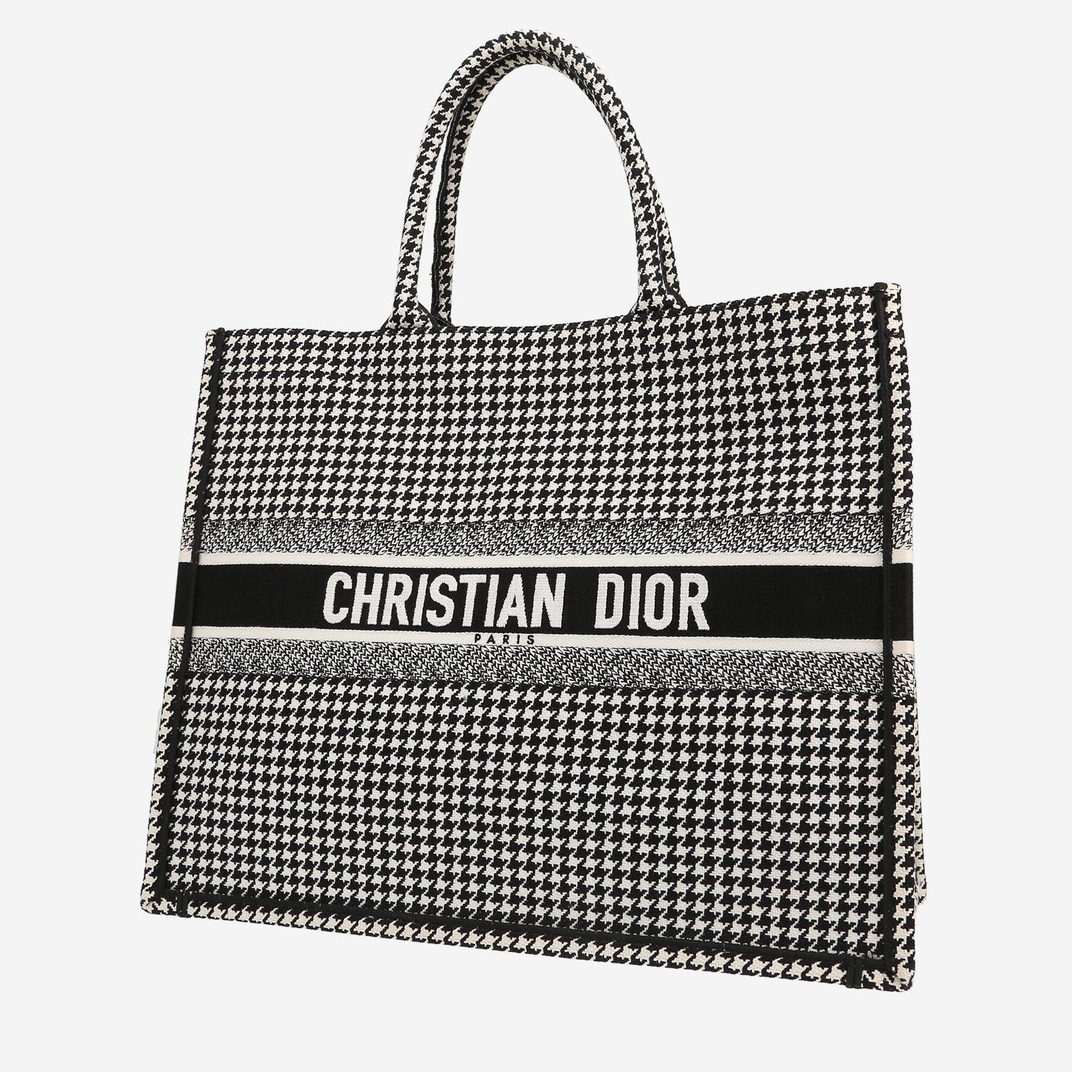 Bolso Cabás Dior  Book Tote en lona negra y blanca
