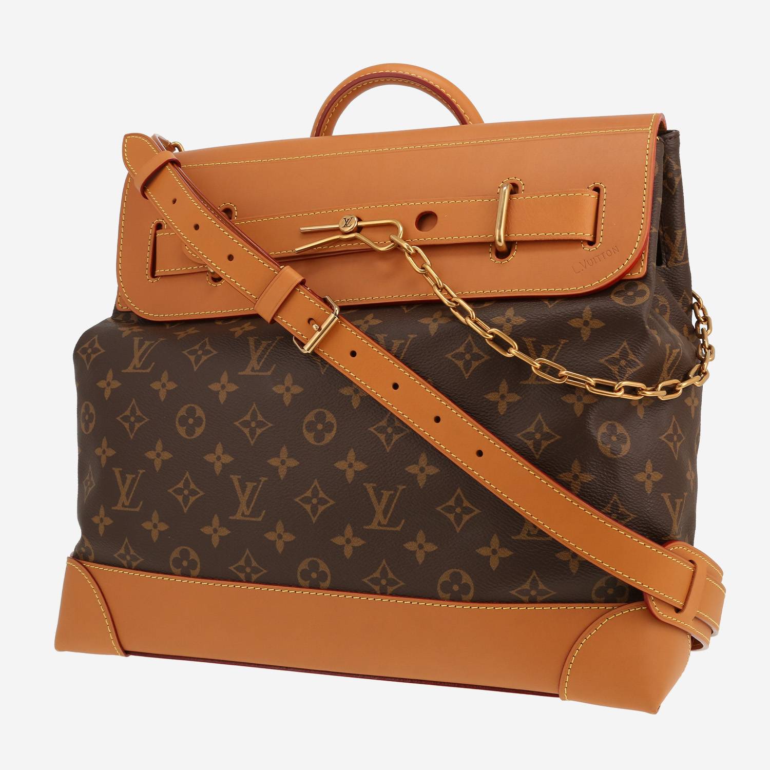 Louis Vuitton  Steamer Bag handbag  in brown monogram canvas  and brown leather