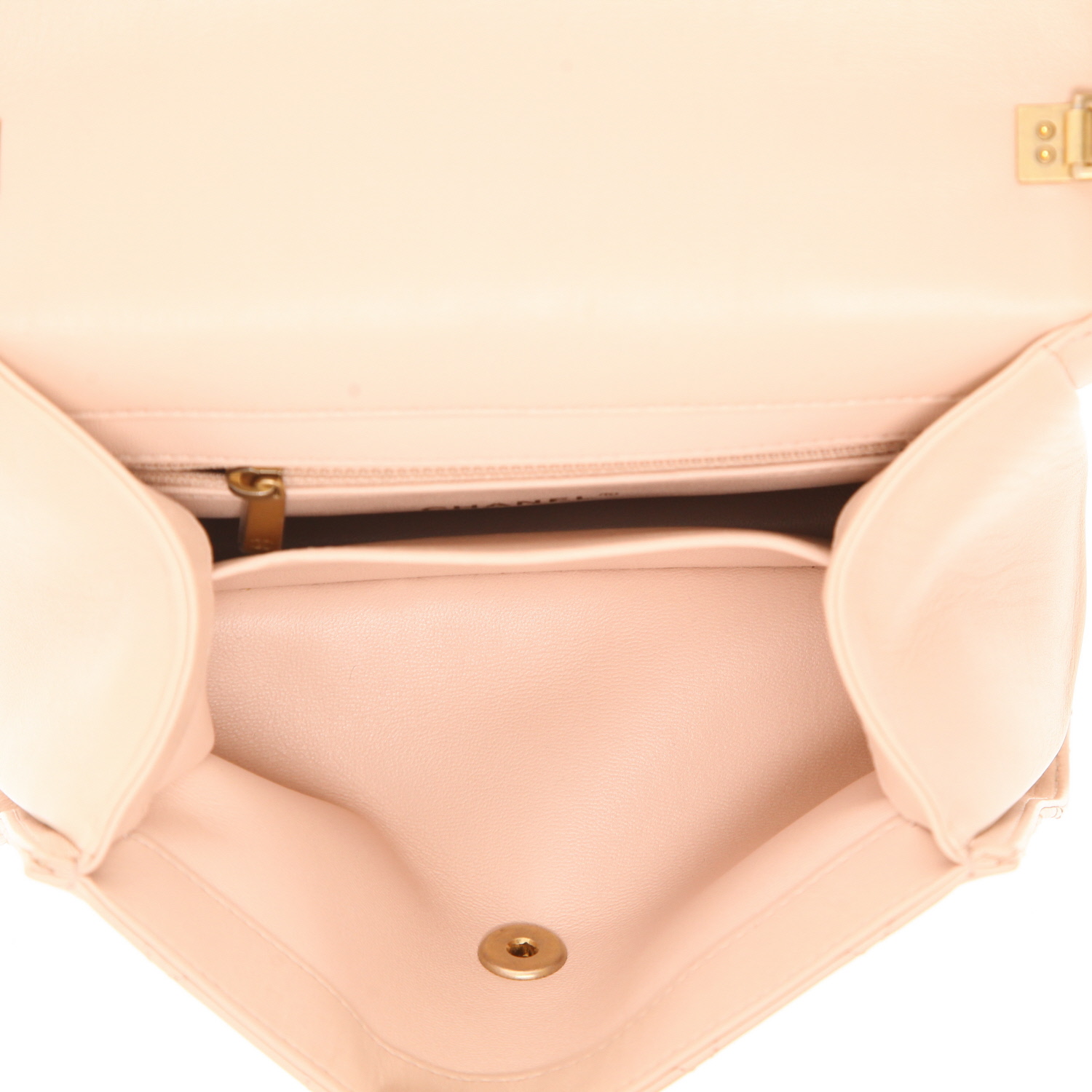 Borsa a tracolla Chanel  Top Handle in pelle trapuntata beige - Detail D3