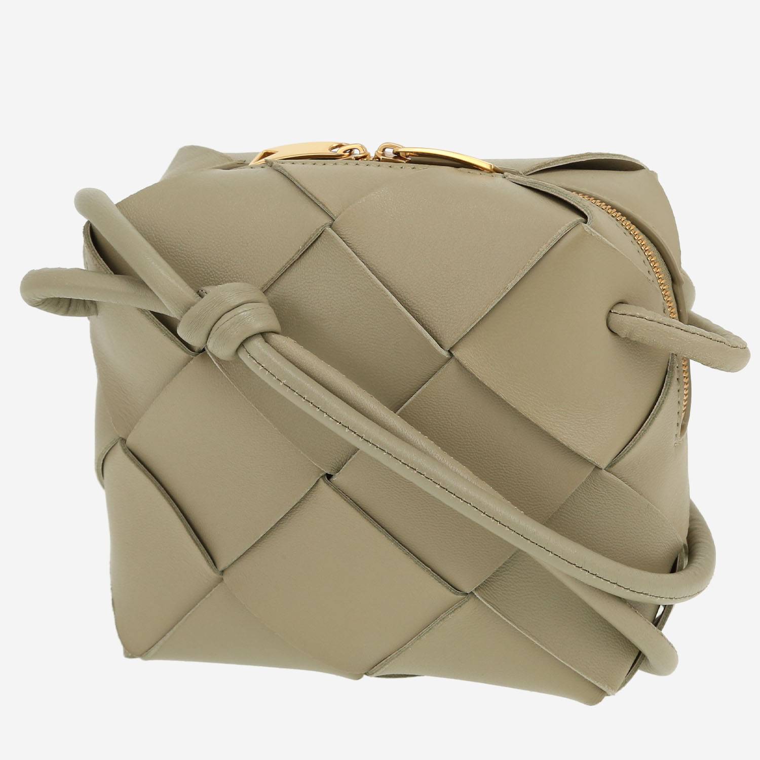 Borsa a tracolla Bottega Veneta  Camera mini  in pelle intrecciata verde kaki