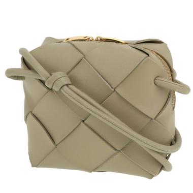 Bottega Veneta  Camera mini  shoulder bag  in khaki intrecciato leather