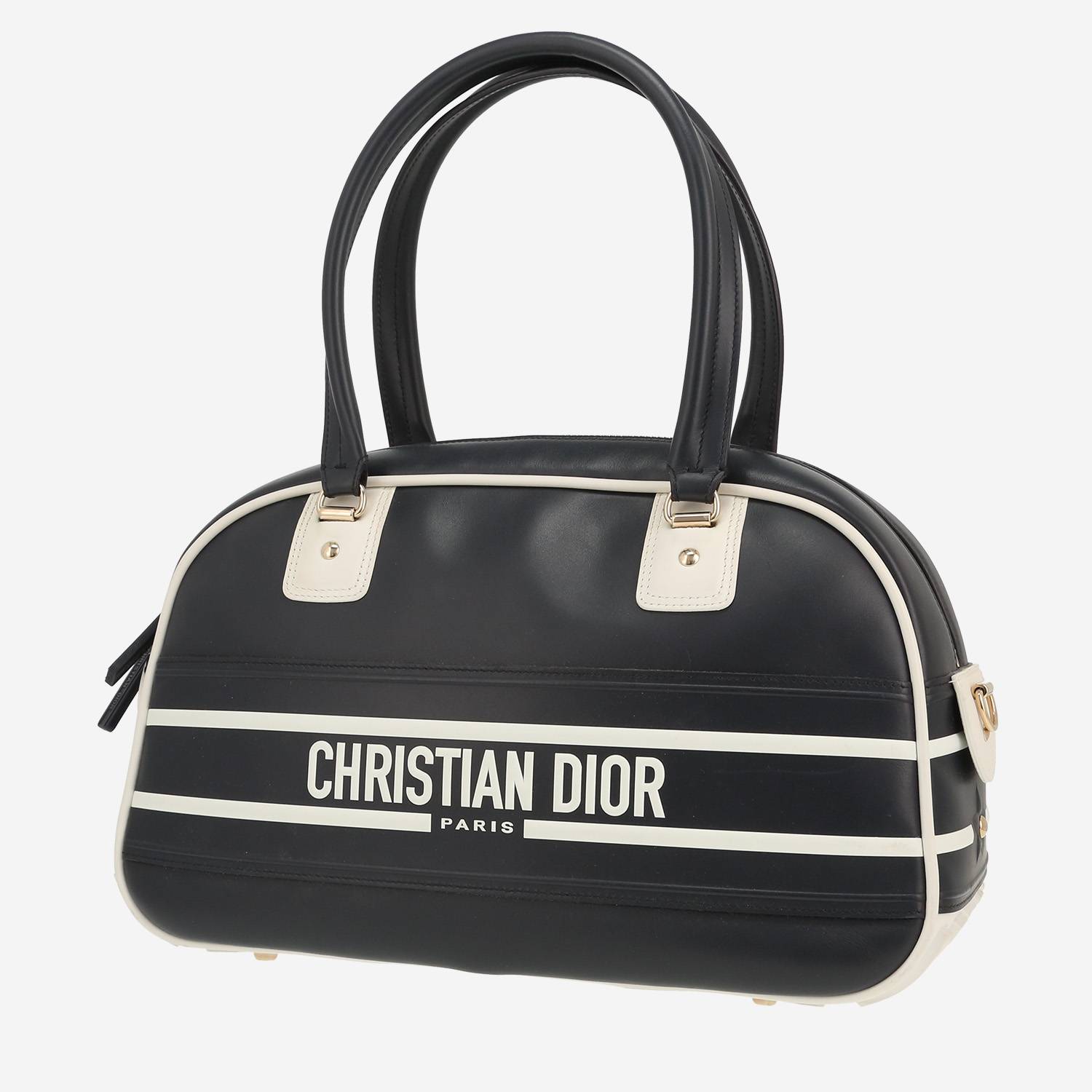 Borsa Dior  Bowling in pelle blu marino e bianca