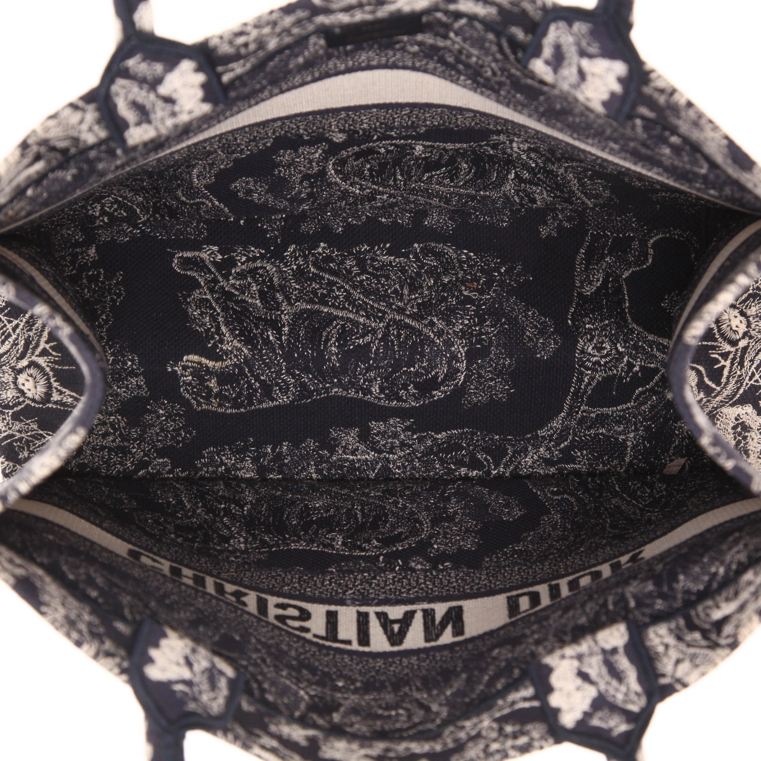 Sac cabas Dior  Book Tote moyen modèle  en toile imprimée à motifs blanche et bleue - Detail D3