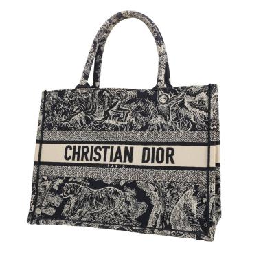 Dior  Book Tote medium model  shopping bag  in white and blue printed patern canvas