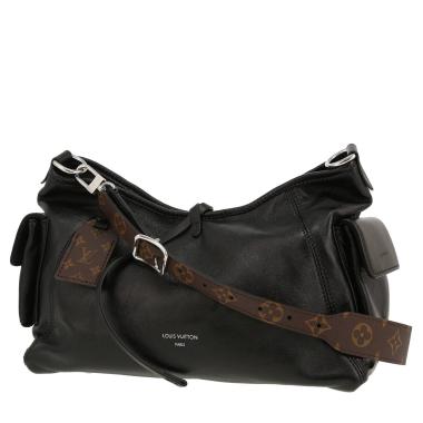 Louis Vuitton  Carryall shoulder bag  in black leather  and brown monogram canvas