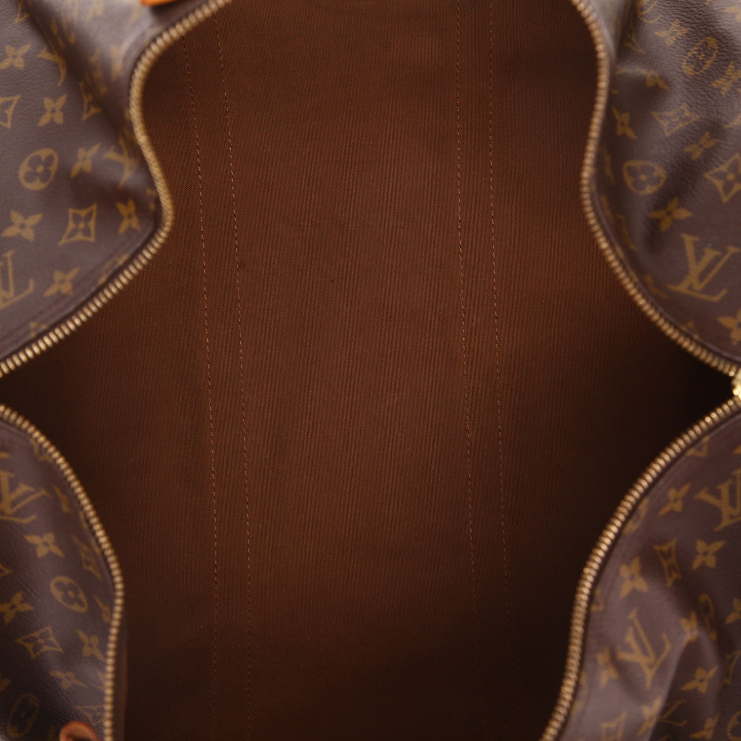 Sac de voyage Louis Vuitton  Keepall 55 en toile monogram marron et cuir naturel - Detail D3