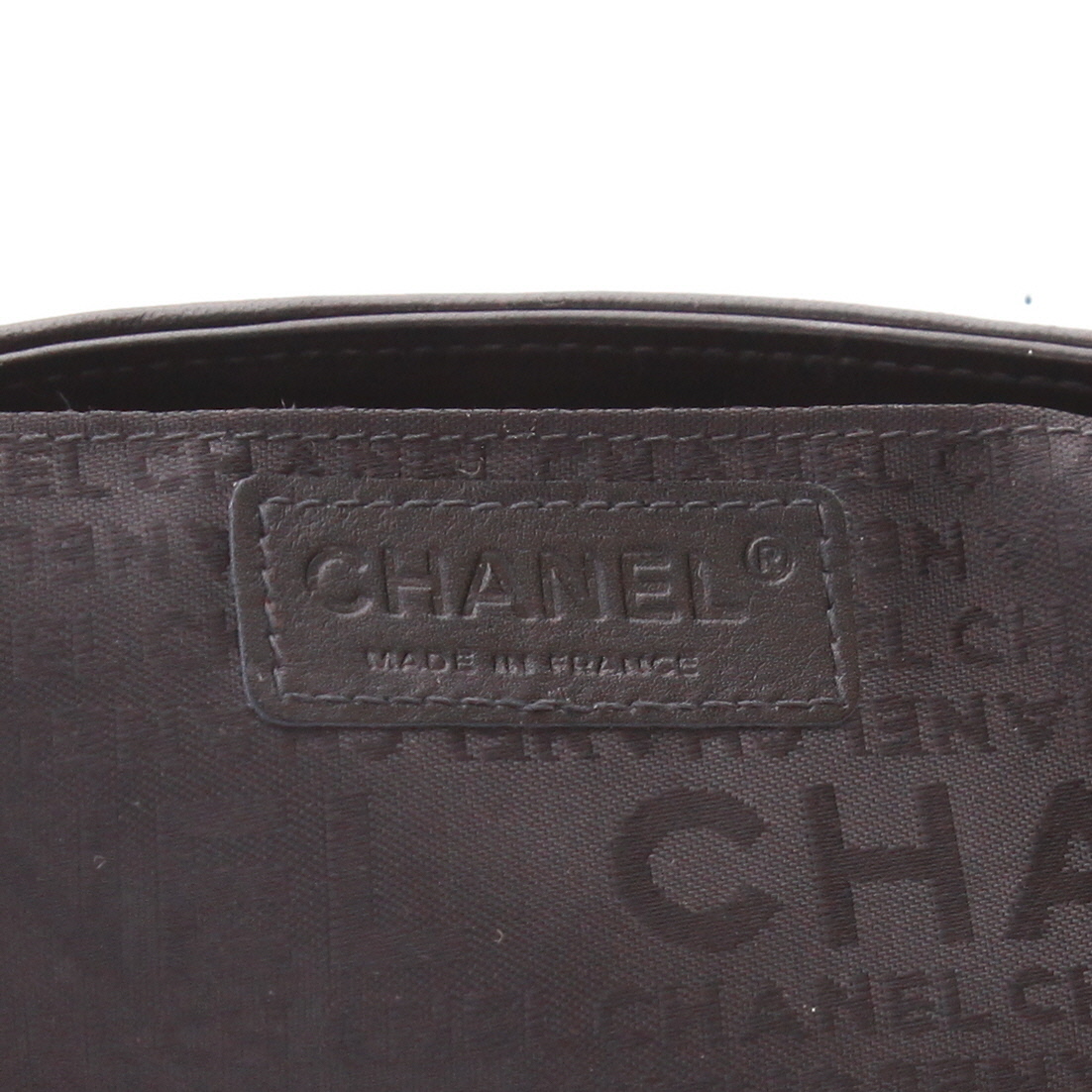 Chanel   handbag  in black and white silk  and black leather - Detail D2