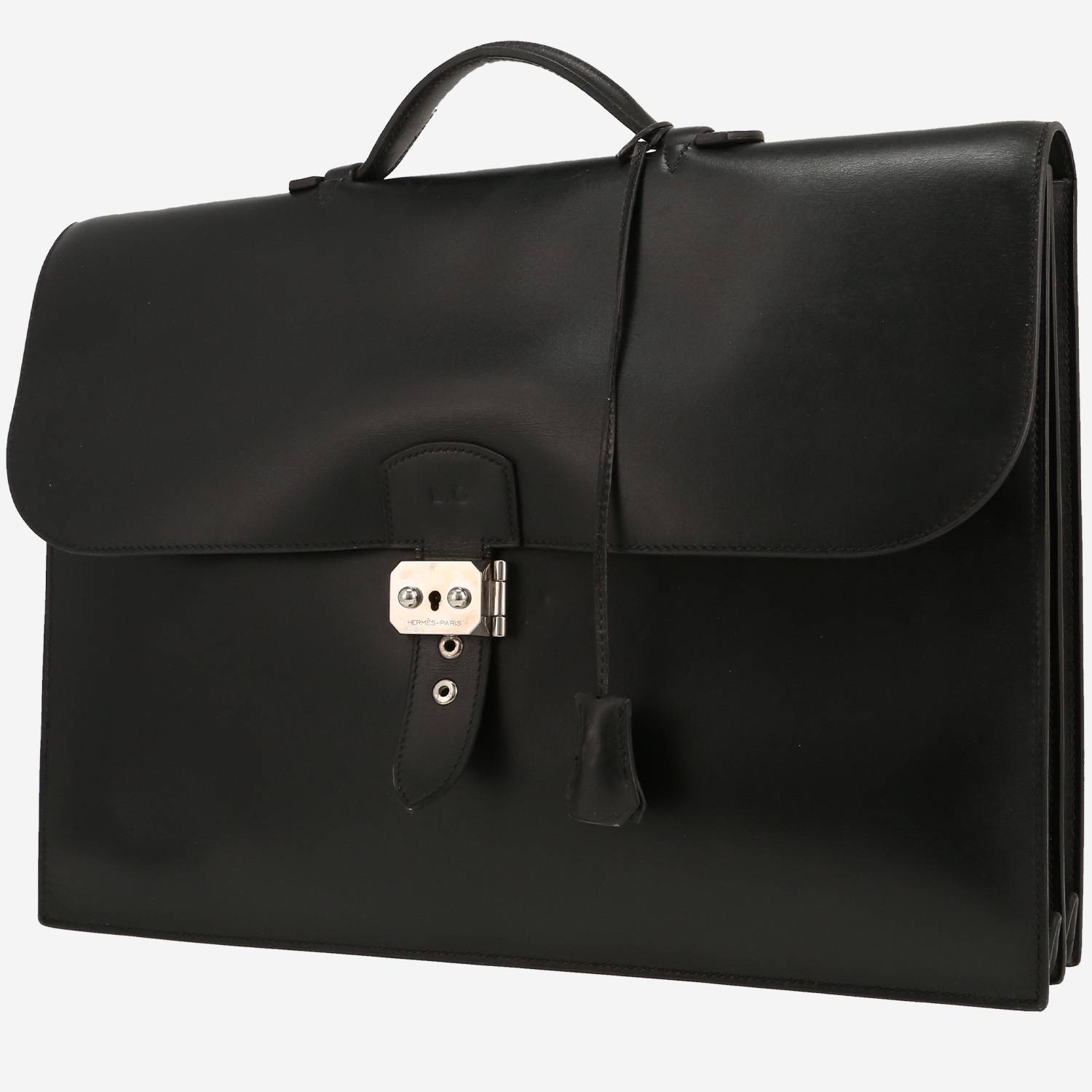 Hermès  Sac à dépêches briefcase  in black box leather
