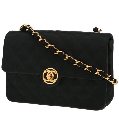 Sac bandoulière Chanel  Timeless Mini Carré en satin noir