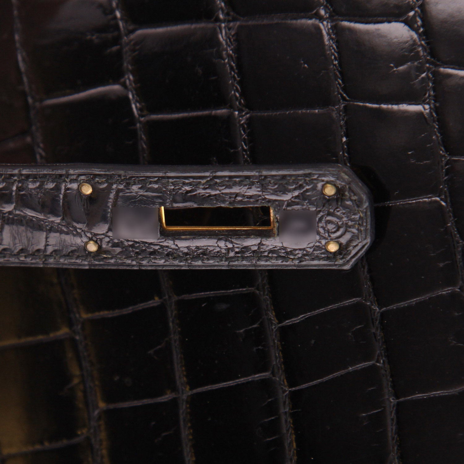 Bolso de mano Hermès  Kelly 32 cm en cocodrilo negro - Detail D4