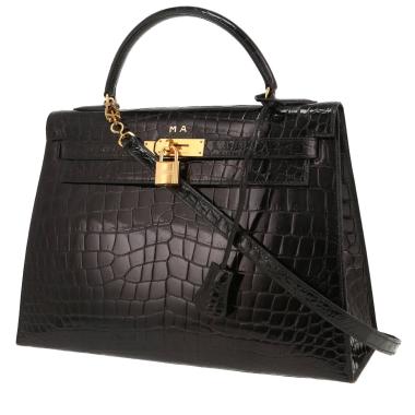 Sac à main Hermès  Kelly 32 cm en crocodile noir