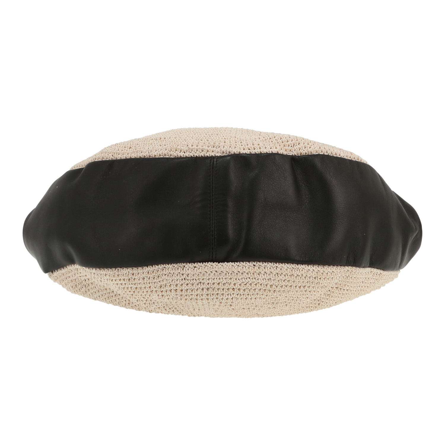 Chanel  Vintage handbag  in white canvas  and black leather - Detail D1