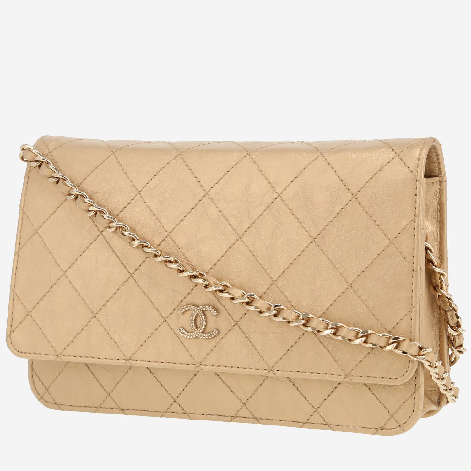 Borsa a tracolla Chanel  Wallet on Chain in pelle dorata