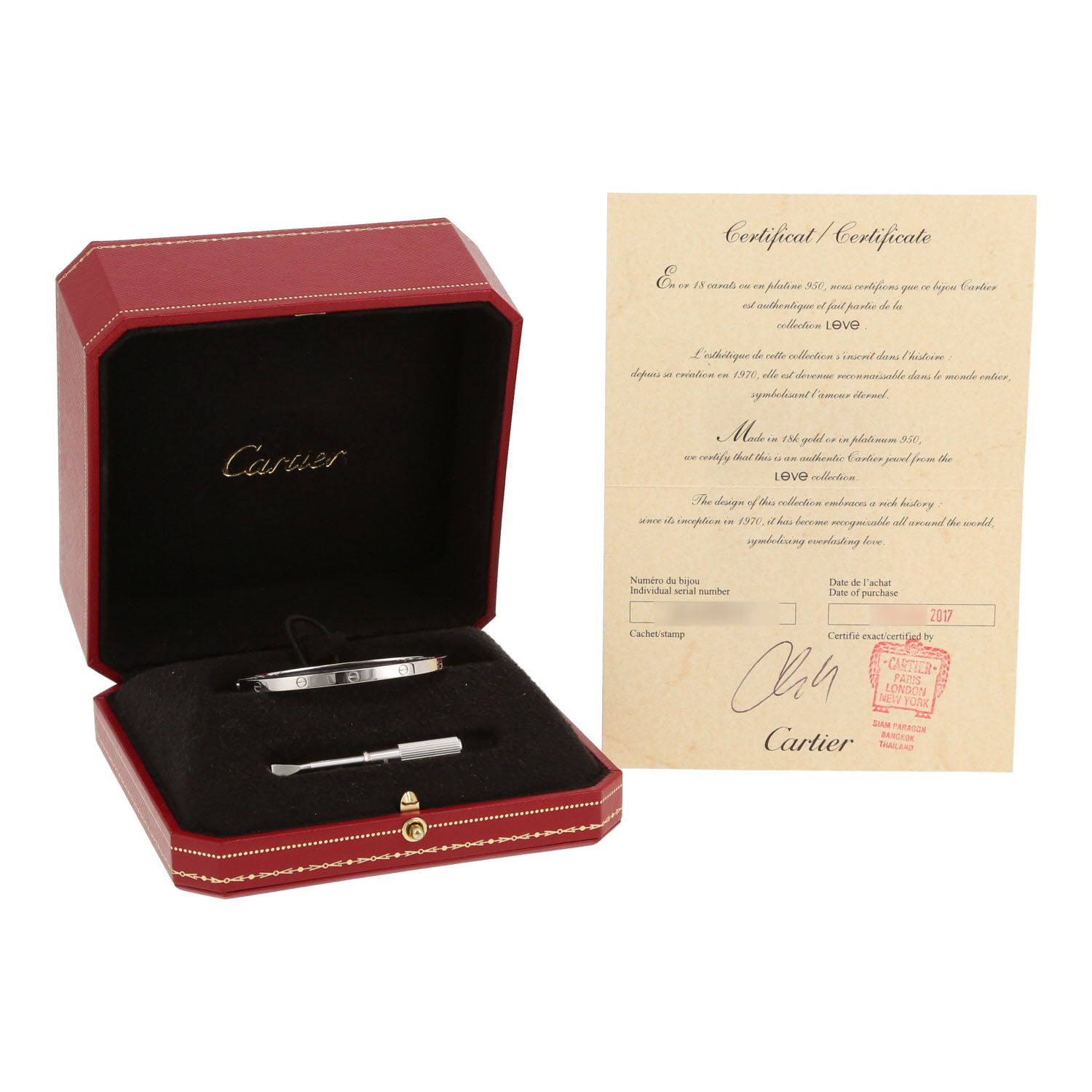 Cartier Love small model bracelet in white gold, size 16