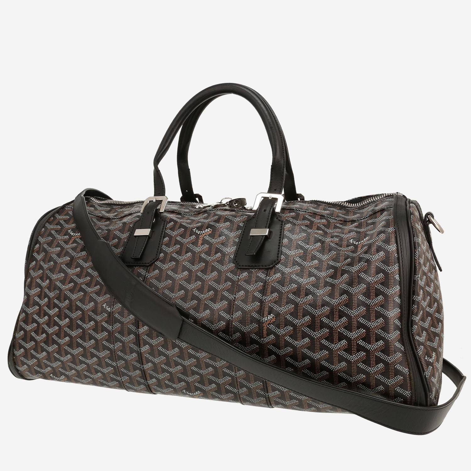 Borsa da viaggio Goyard  Boston in tela Goyardine nera e pelle nera