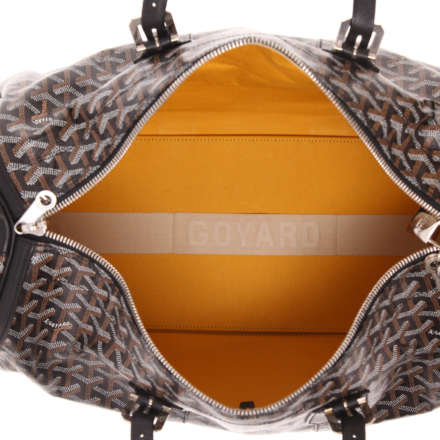 Bolsa de viaje Goyard  Boston en tela Goyardine negra y cuero negro - Detail D3