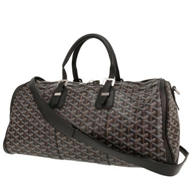 Goyard  Boston travel bag  in black Goyard canvas  and black leather