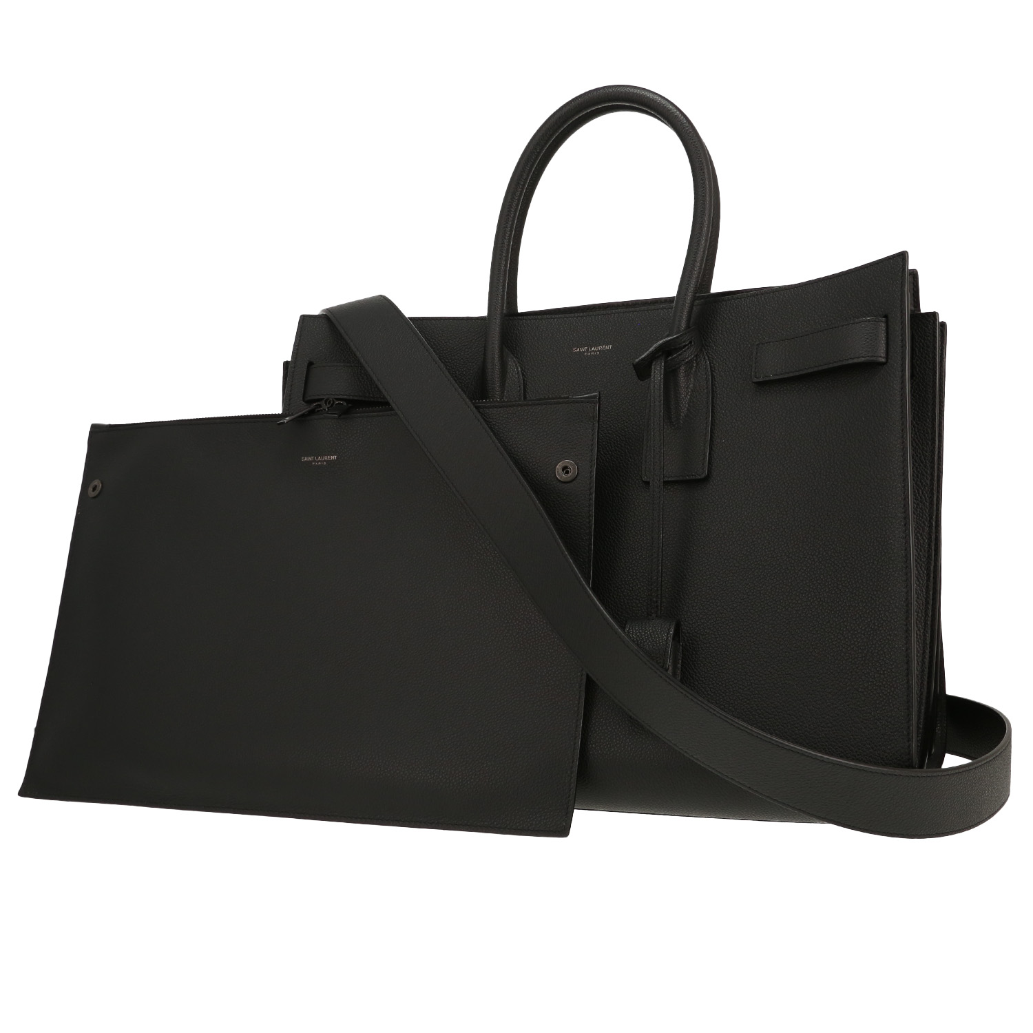 Sac à main Saint Laurent  Sac de jour grand modèle  en cuir noir - Detail D5