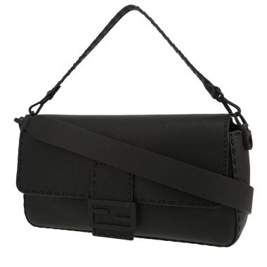 Bolso de mano Fendi  Maxi Baguette en cuero granulado negro