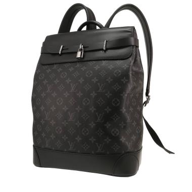 Mochila Louis Vuitton  Steamer Bag en lona Monogram gris Graphite y cuero negro