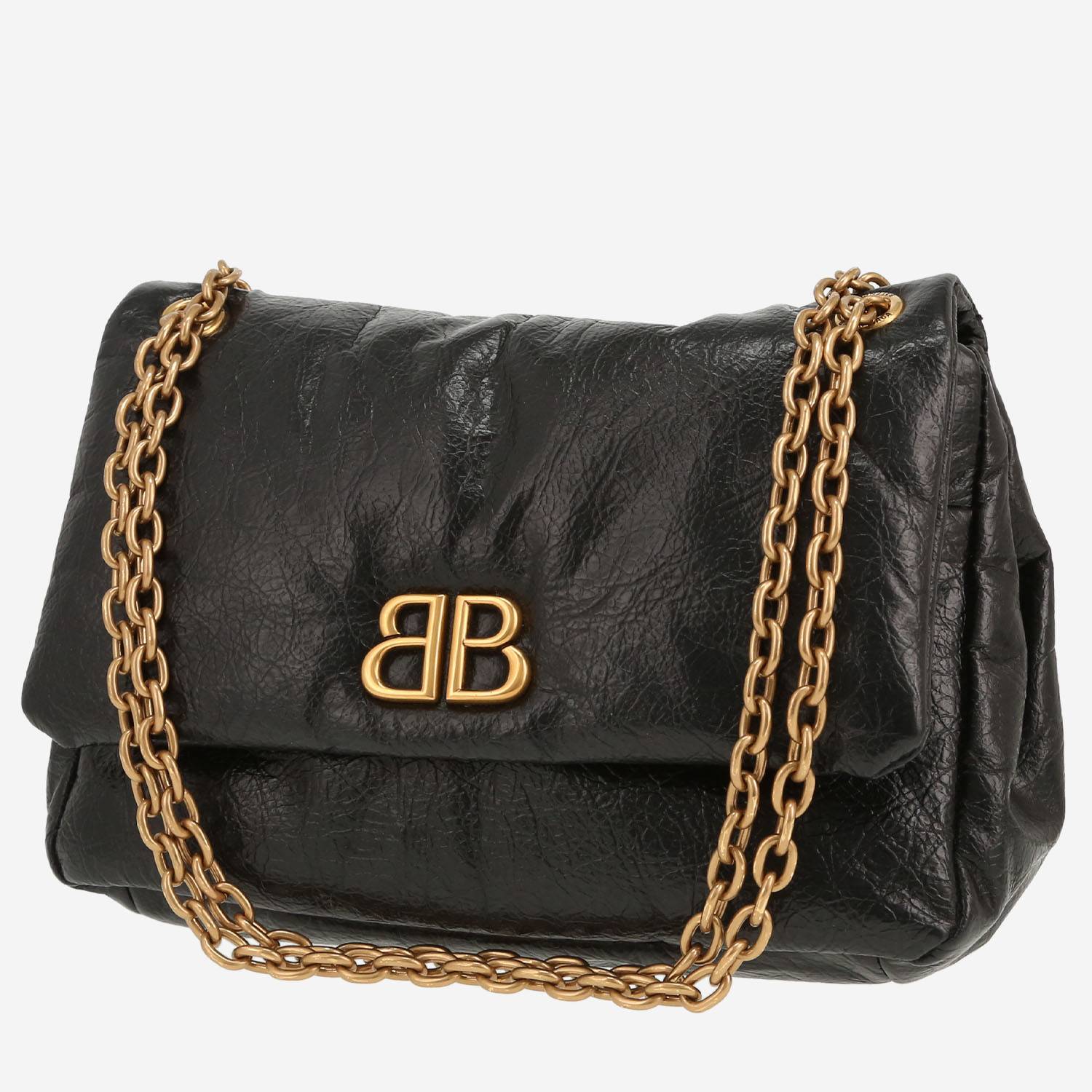 Borsa Balenciaga  Monaco in pelle invecchiata nera