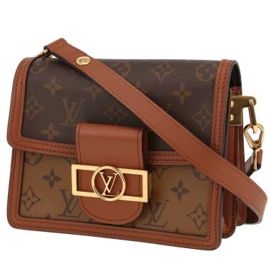 Louis Vuitton  Dauphine mini  shoulder bag  in brown monogram canvas  and brown leather