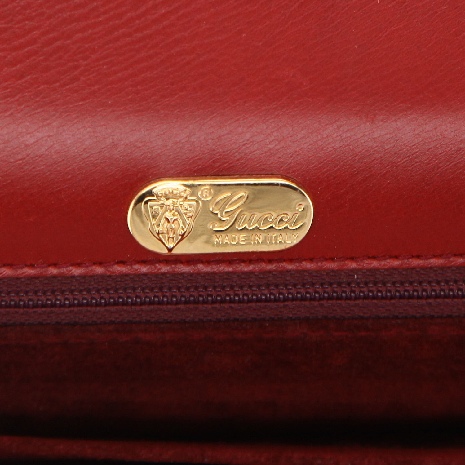Sac à main Gucci  Vintage en cuir bordeaux - Detail D2