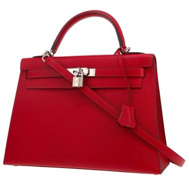 Bolso de mano Hermès  Kelly 32 cm en cuero epsom rojo granate