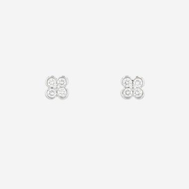 Paire de clous d'oreilles Tiffany & Co  en platine et diamants