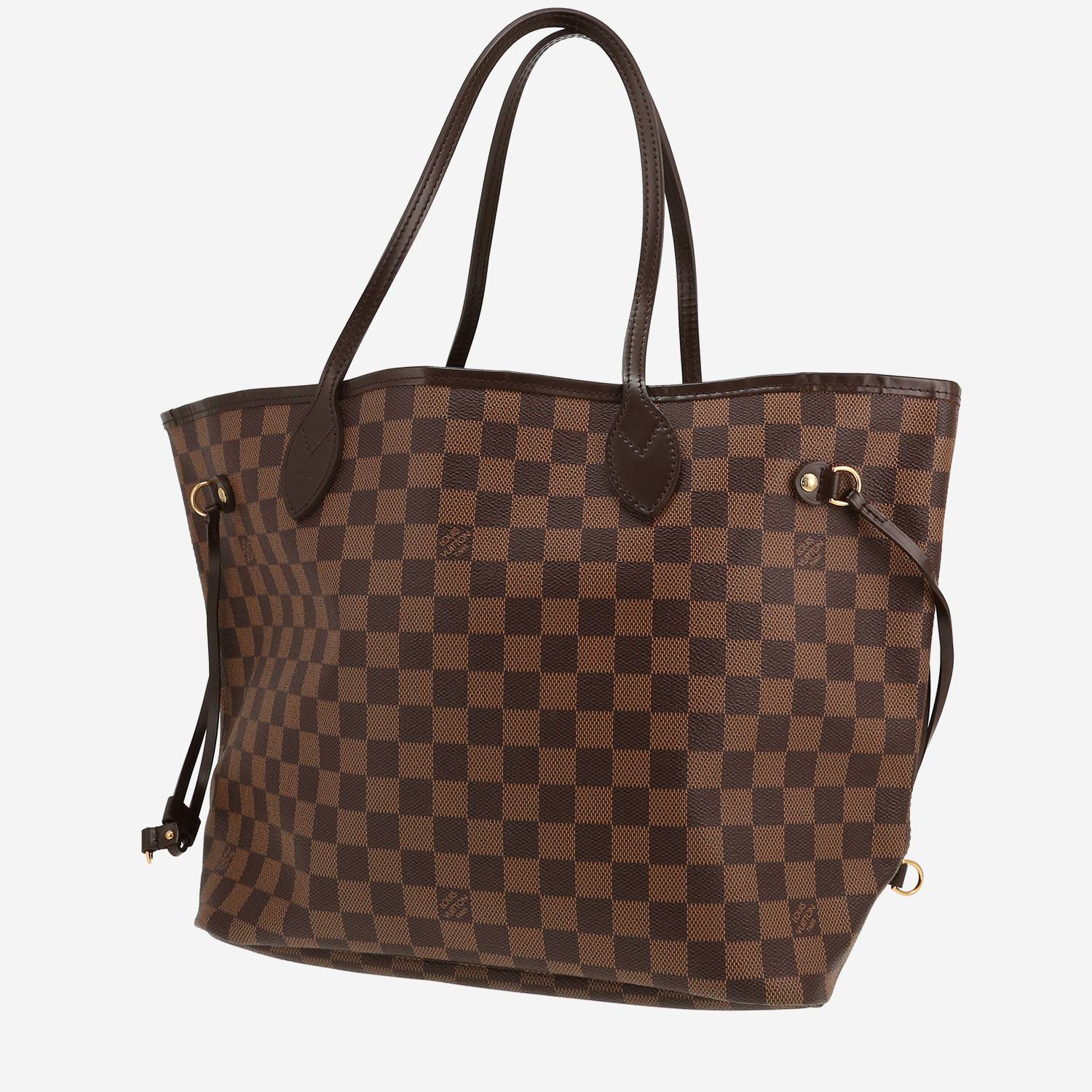 Bolso Cabás Louis Vuitton  Neverfull en lona a cuadros ébano y cuero marrón