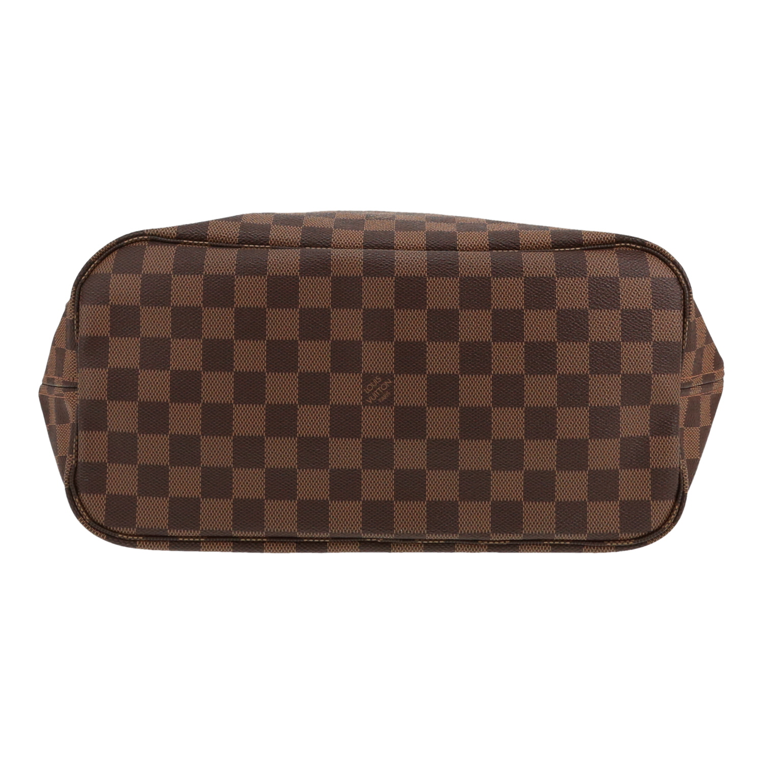Sac cabas Louis Vuitton  Neverfull en toile damier ébène et cuir marron - Detail D1