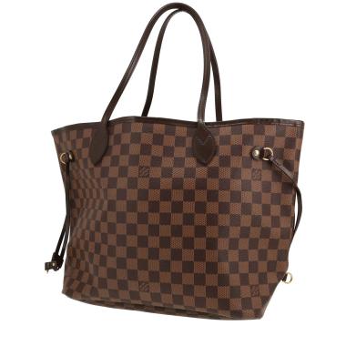 Sac cabas Louis Vuitton  Neverfull en toile damier ébène et cuir marron