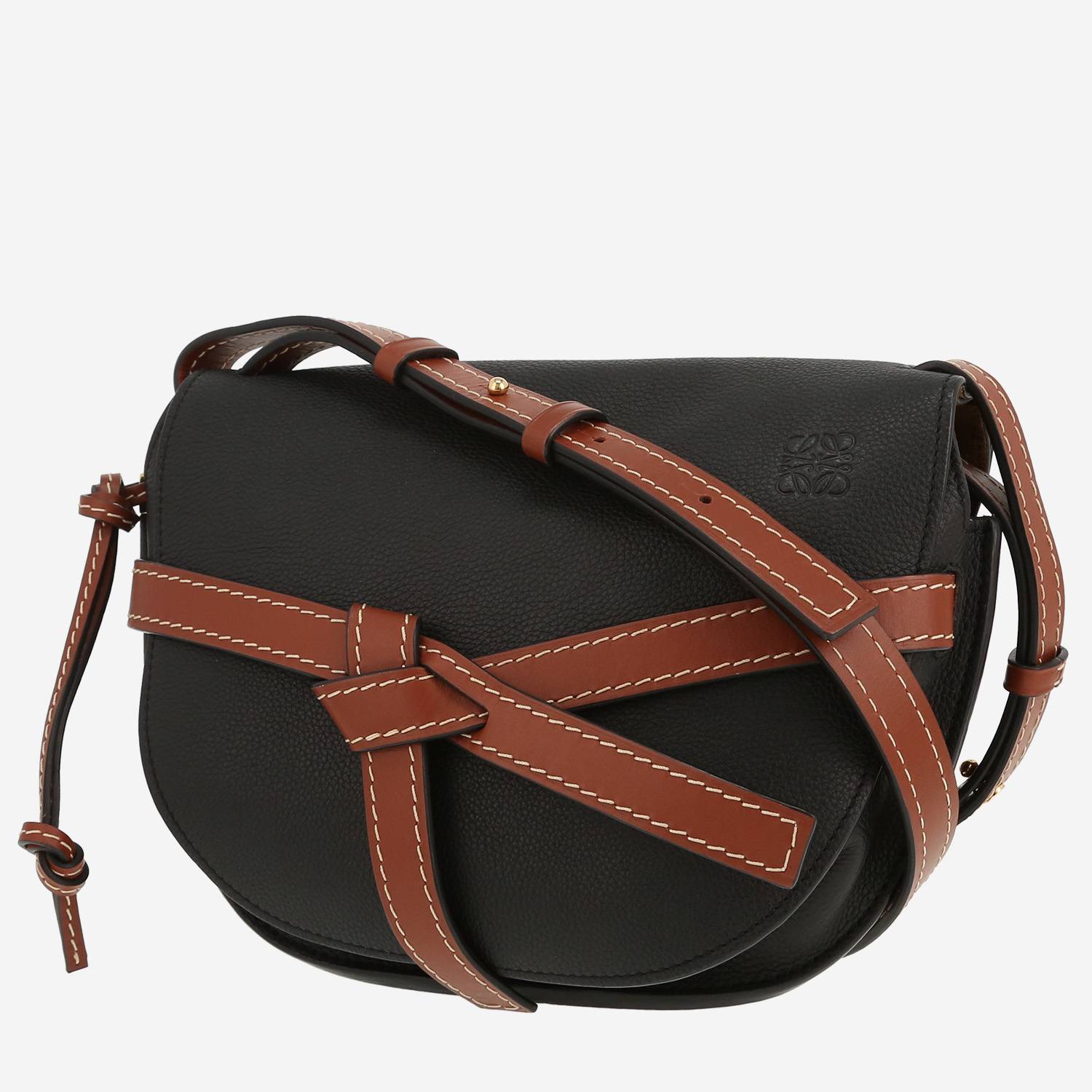 Borsa a tracolla Loewe  Gate in pelle martellata nera e marrone