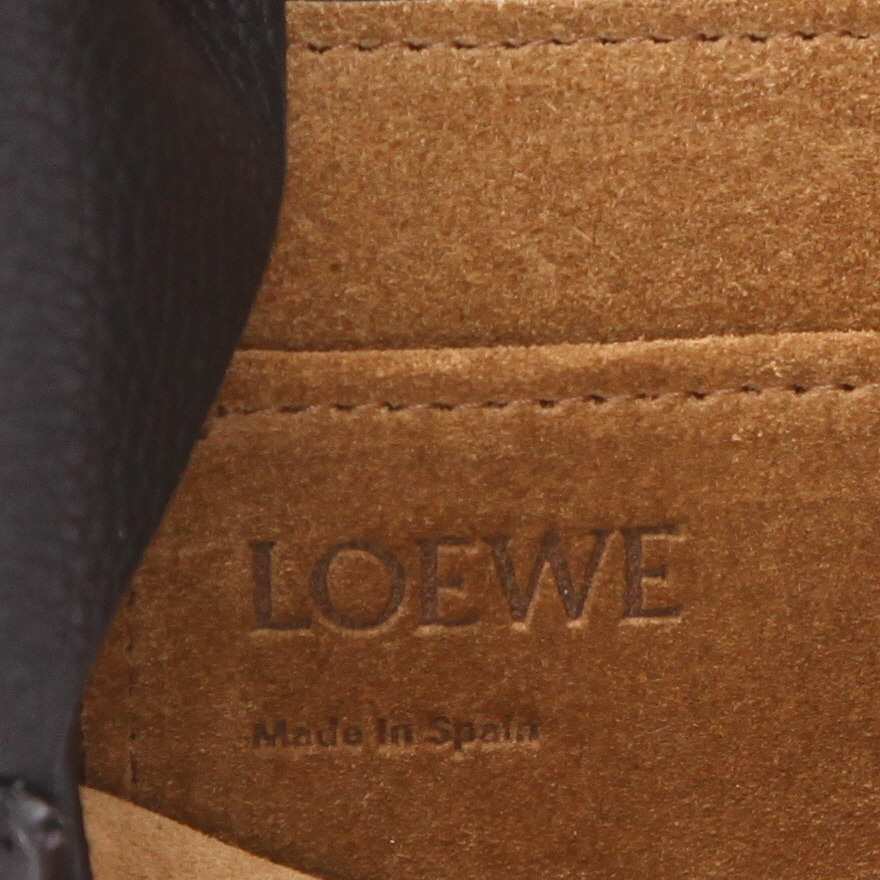 Sac bandoulière Loewe  Gate en cuir grainé noir et marron - Detail D2
