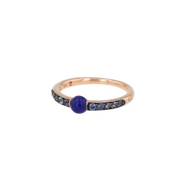 Bague Pomellato M'ama Non M'ama en or rose, lapis-lazuli et saphirs, taille 54