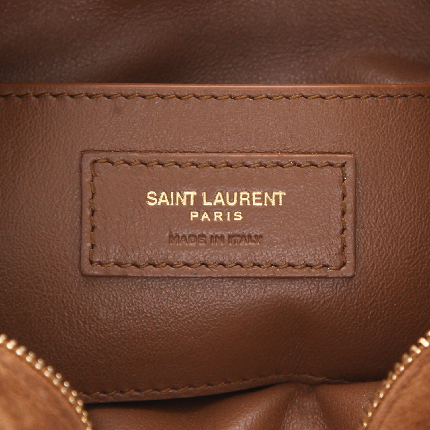 Borsa a tracolla Saint Laurent  Sac Coeur in Veau velours marrone e velluto marrone - Detail D2