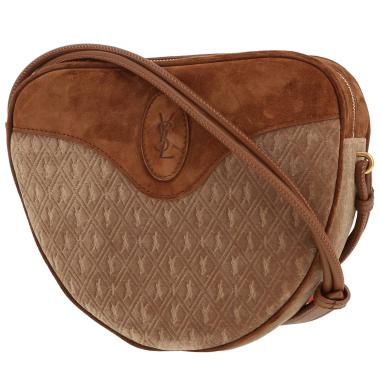 Saint Laurent  Sac Coeur shoulder bag  in brown Veau velours  and brown velvet