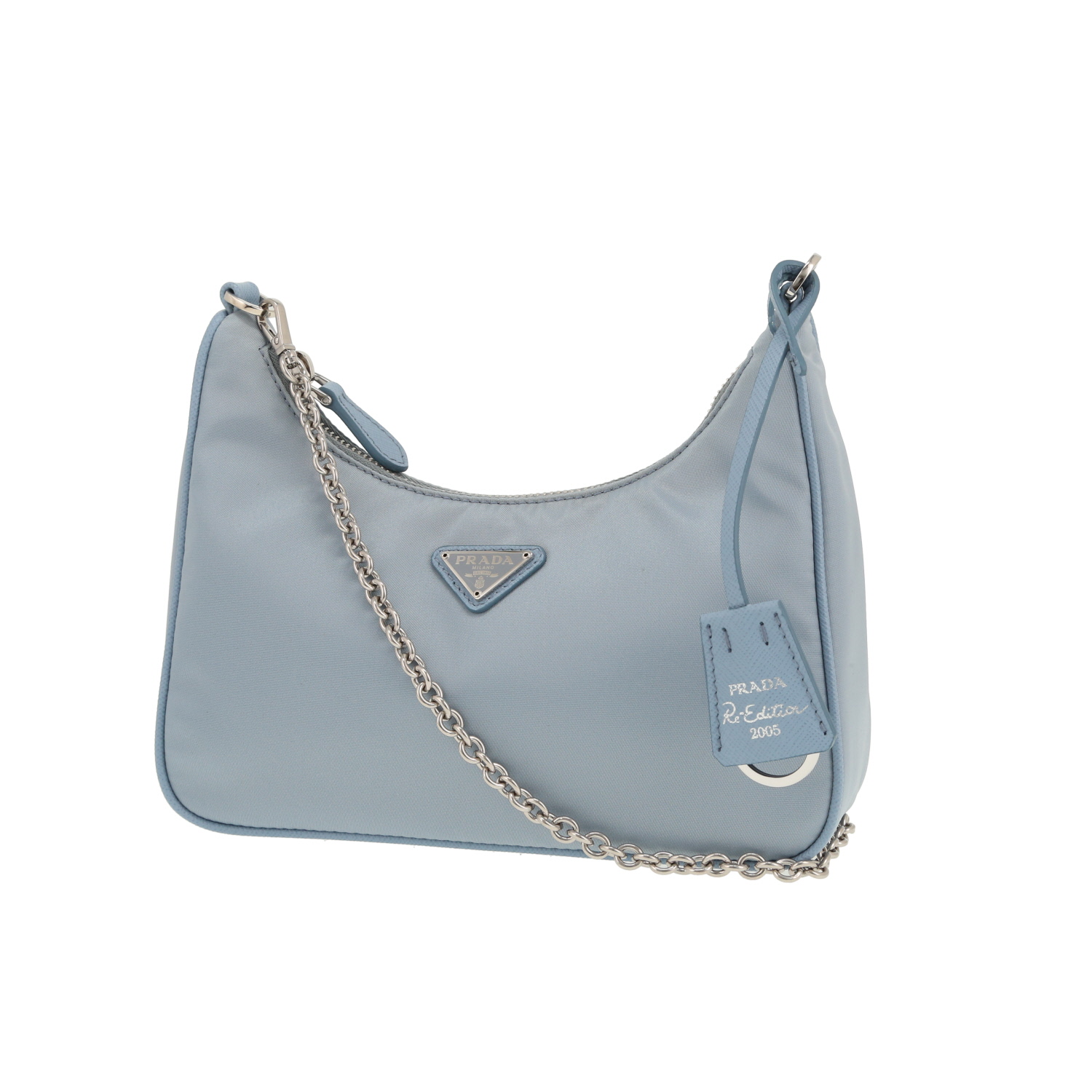 Prada  Re-Edition 2005 shoulder bag  in blue canvas - Detail D4