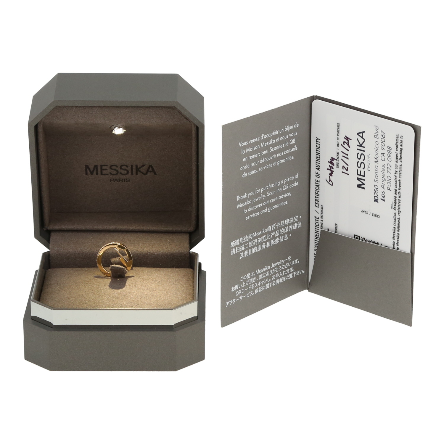 Messika Gatsby single ear clip in yellow gold and diamonds - Detail D2