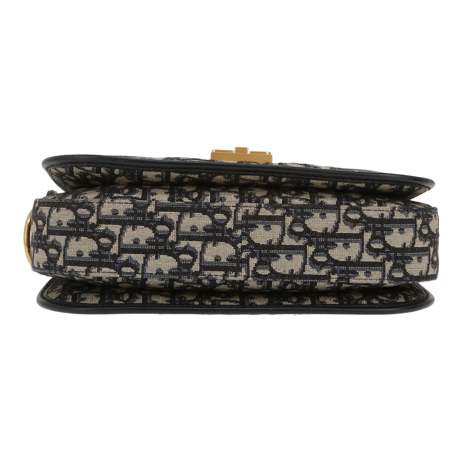 Bolso bandolera Dior   en lona Monogram Oblique azul marino y cuero azul marino - Detail D1