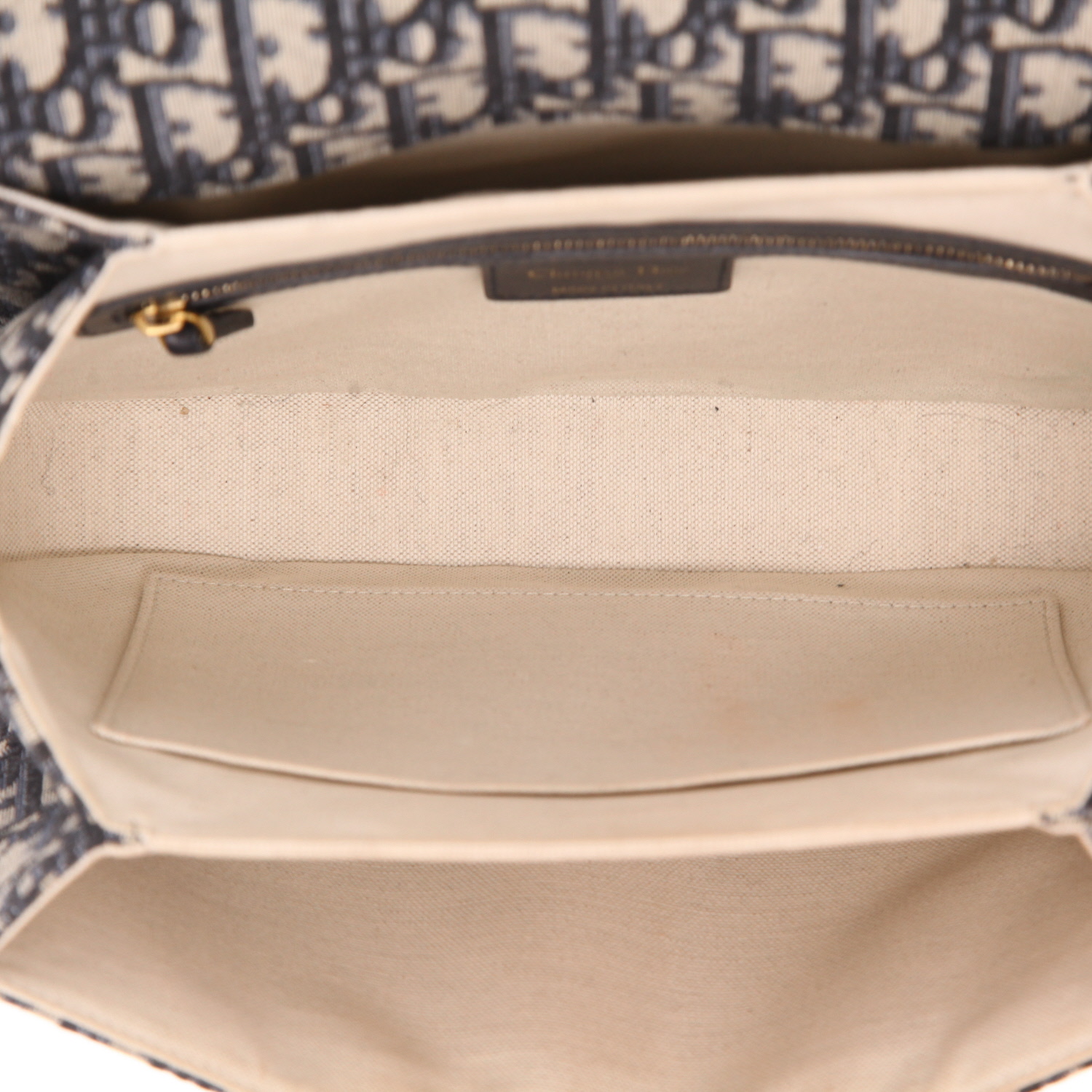 Borsa a tracolla Dior   in tessuto a monogramma Oblique blu marino e pelle blu marino - Detail D3