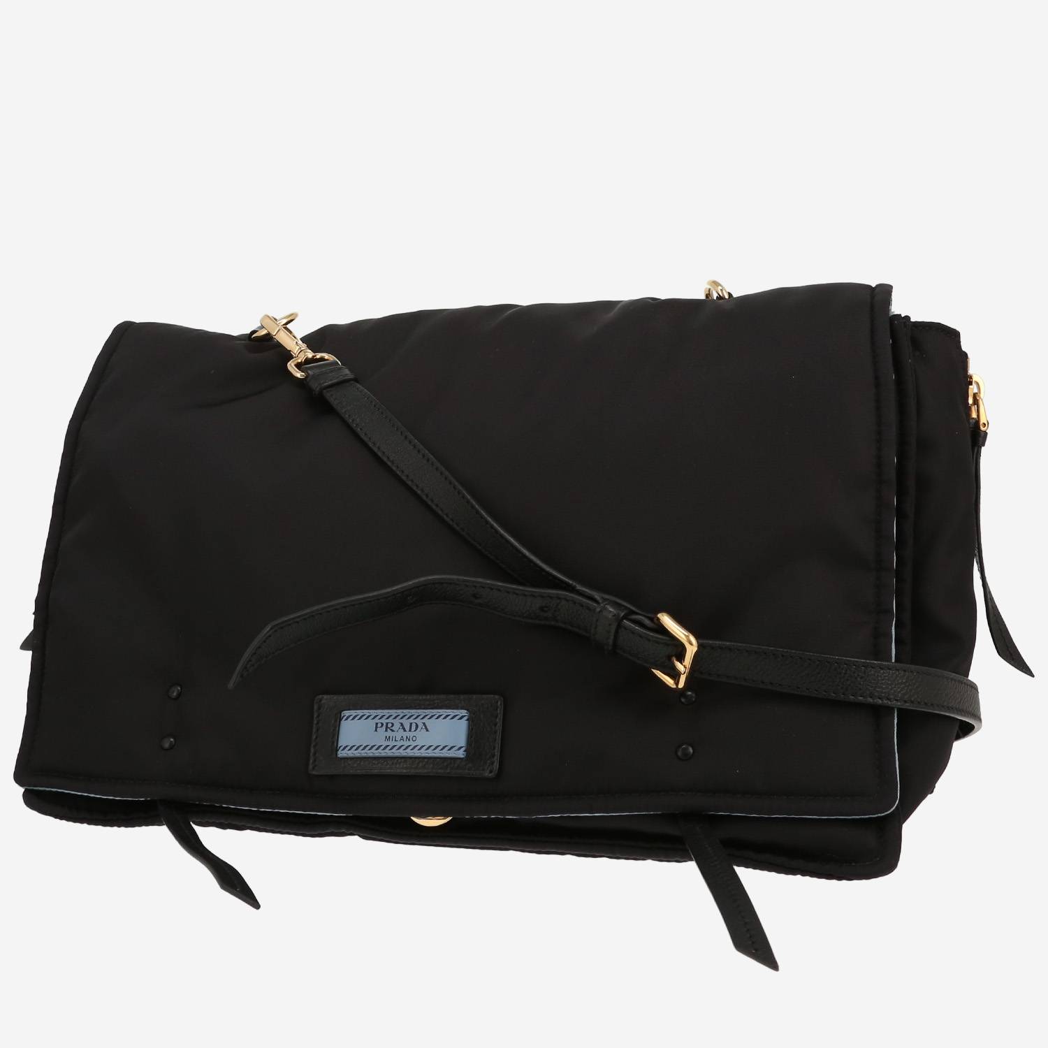 Prada  Etiquette shoulder bag  in black canvas