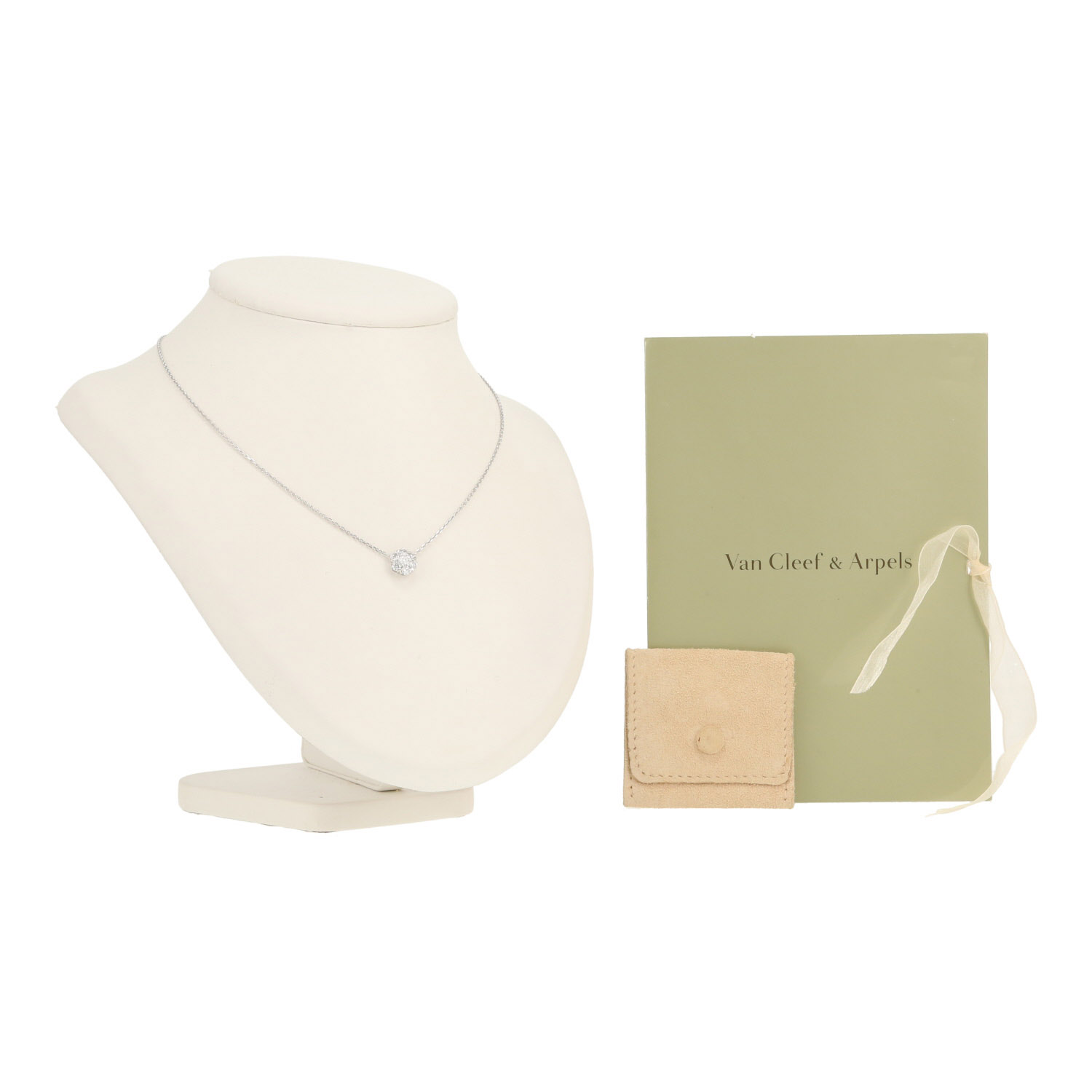 Van Cleef & Arpels Fleurette necklace in white gold and diamonds - Detail D2