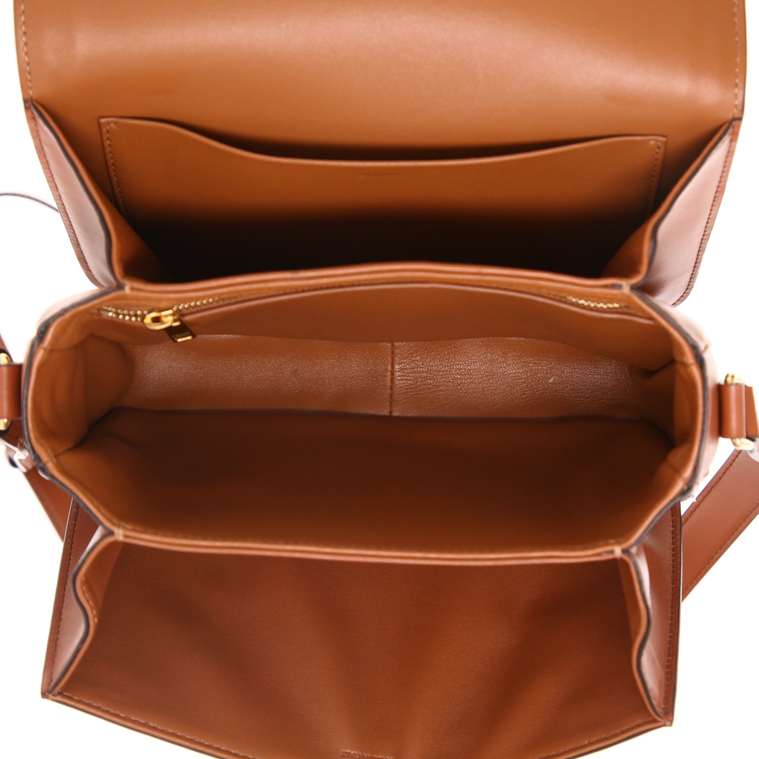 Bolso bandolera Celine «Triomphe» de lona beige y piel marrón - Detail D3