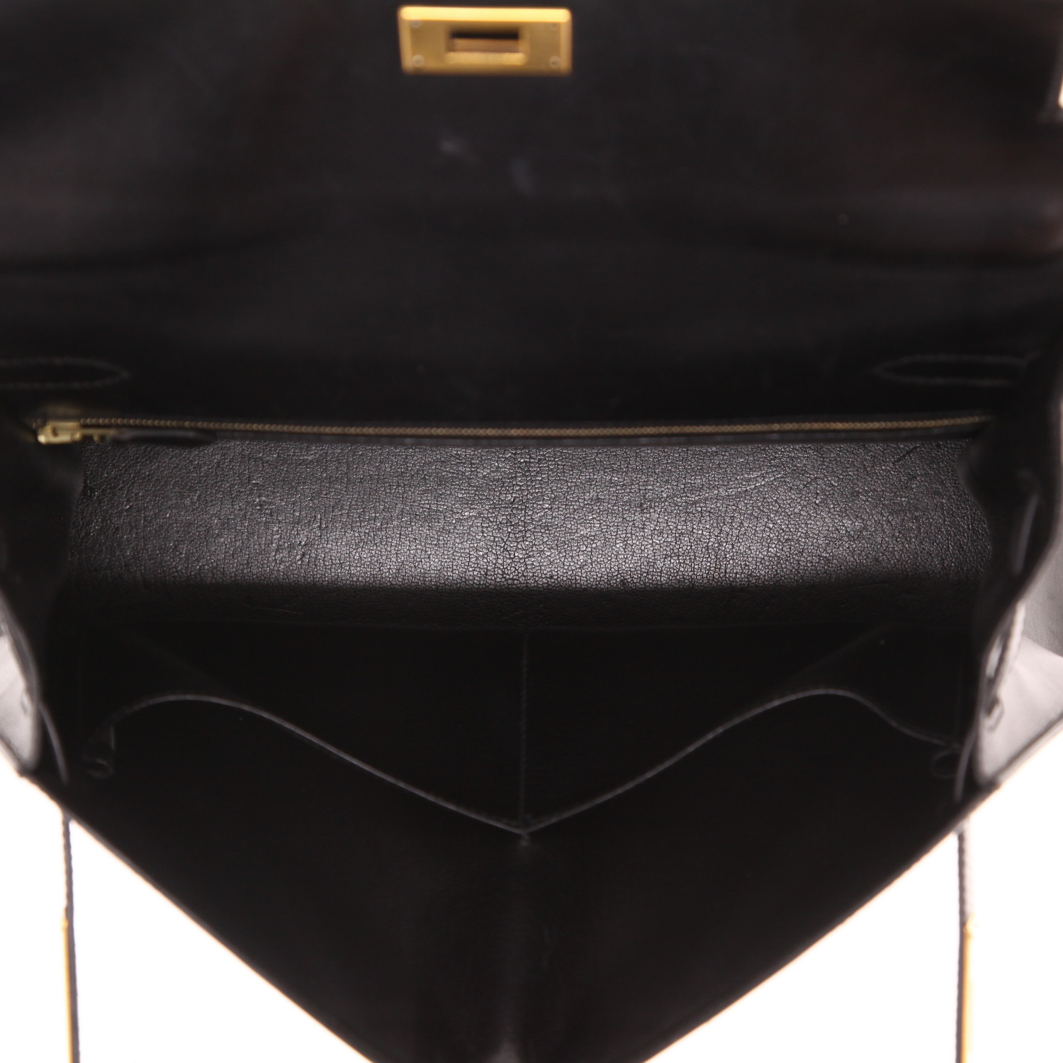 Hermès Kelly 32 cm handbag in Noir box leather - Detail D3