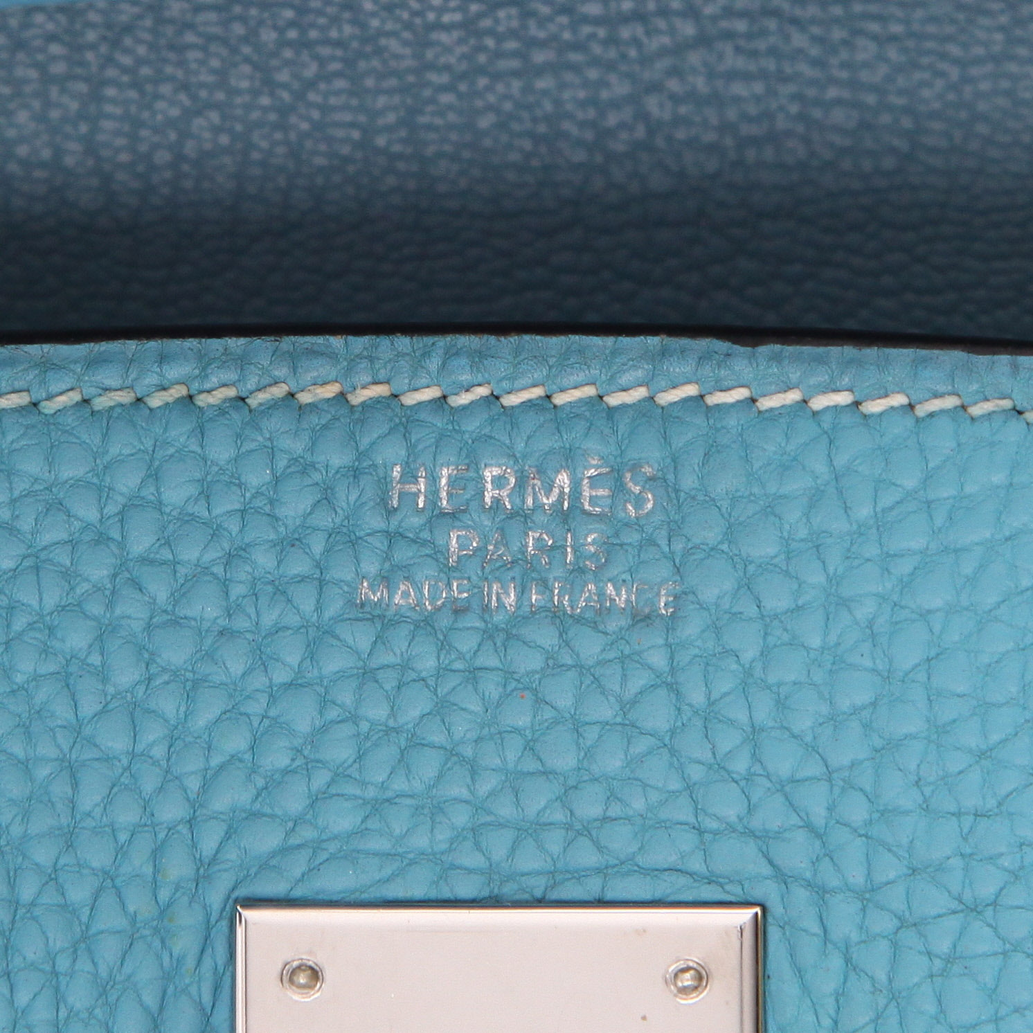 Sac à main Hermès  Birkin 30 cm en cuir togo bleu - Detail D2