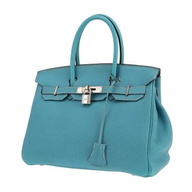 Sac à main Hermès  Birkin 30 cm en cuir togo bleu