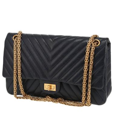 Chanel  2.55 shoulder bag  in navy blue chevron quilted leather