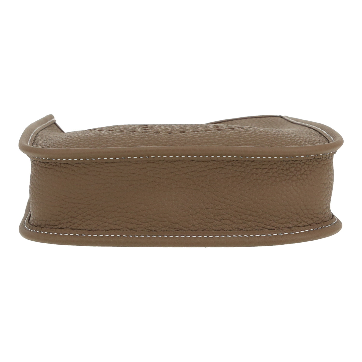 Sac bandoulière Hermès  Mini Evelyne en cuir taurillon clémence étoupe - Detail D1