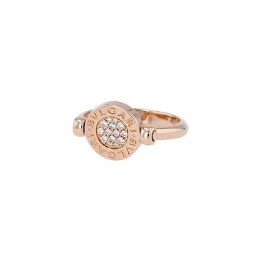 Twisted Bulgari  ring in pink gold, diamonds and mother of pearl